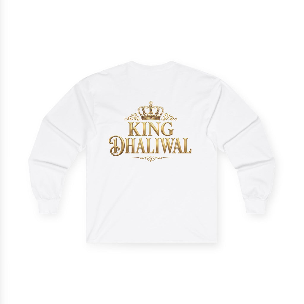 Dhaliwal King Long Sleeve Tee — Punjabi Sherwani Photo & Gold Crest