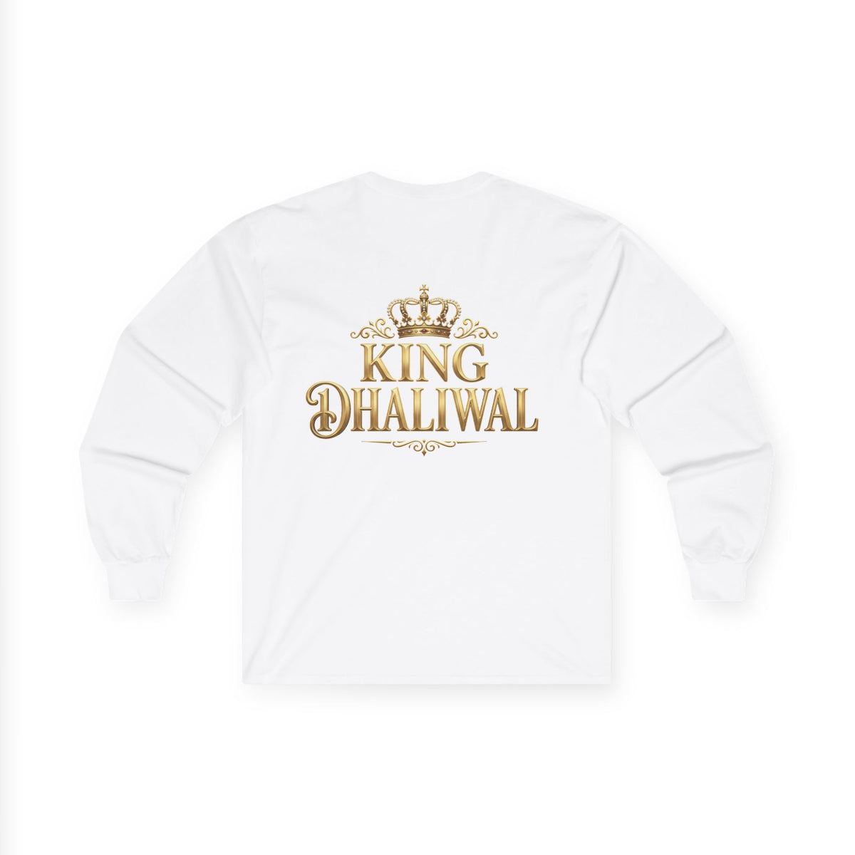 Dhaliwal King Long Sleeve Tee — Punjabi Sherwani Photo & Gold Crest