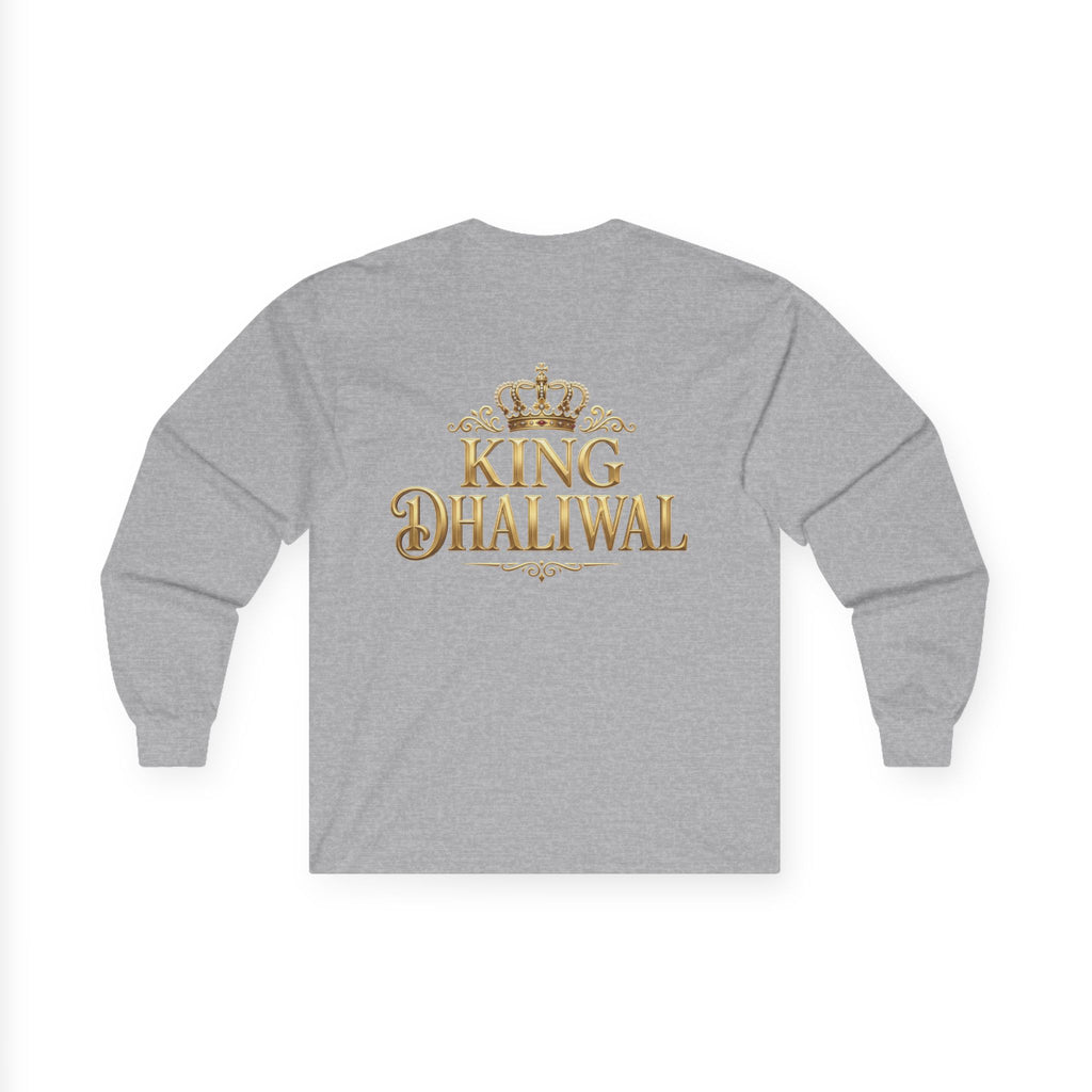 Dhaliwal King Long Sleeve Tee — Punjabi Sherwani Photo & Gold Crest