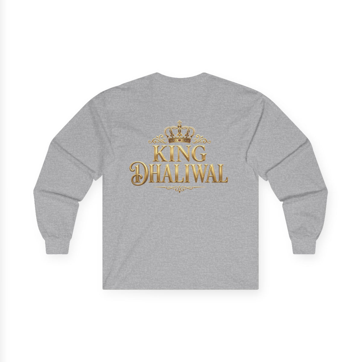 Dhaliwal King Long Sleeve Tee — Punjabi Sherwani Photo & Gold Crest
