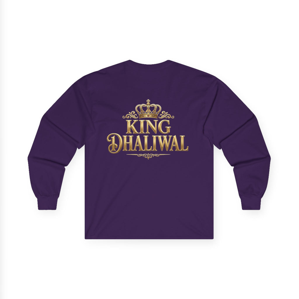 Dhaliwal King Long Sleeve Tee — Punjabi Sherwani Photo & Gold Crest