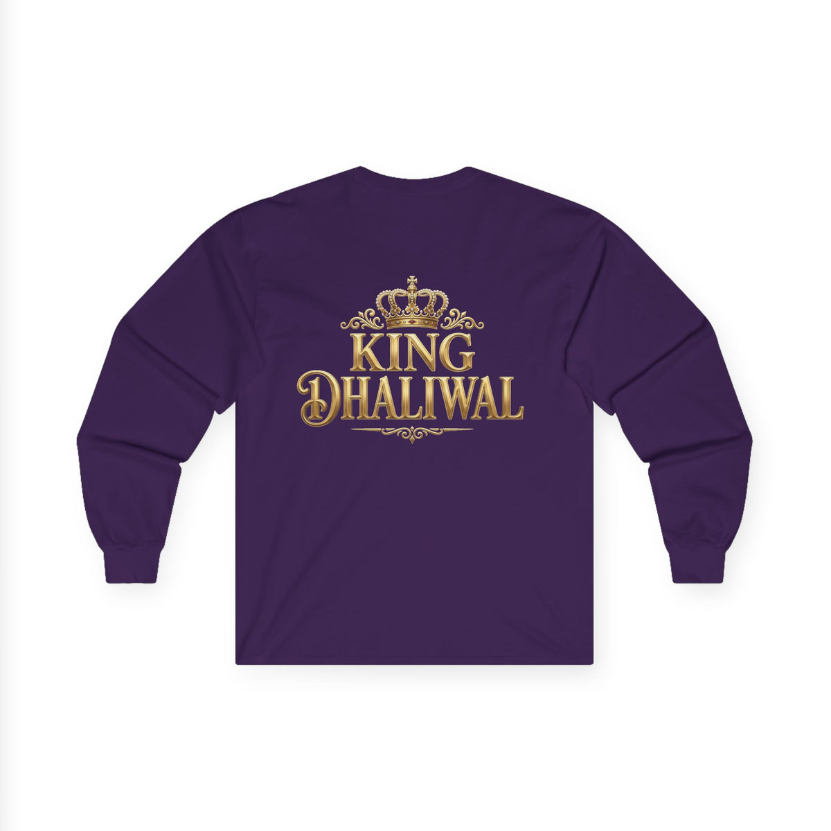 Dhaliwal King Long Sleeve Tee — Punjabi Sherwani Photo & Gold Crest