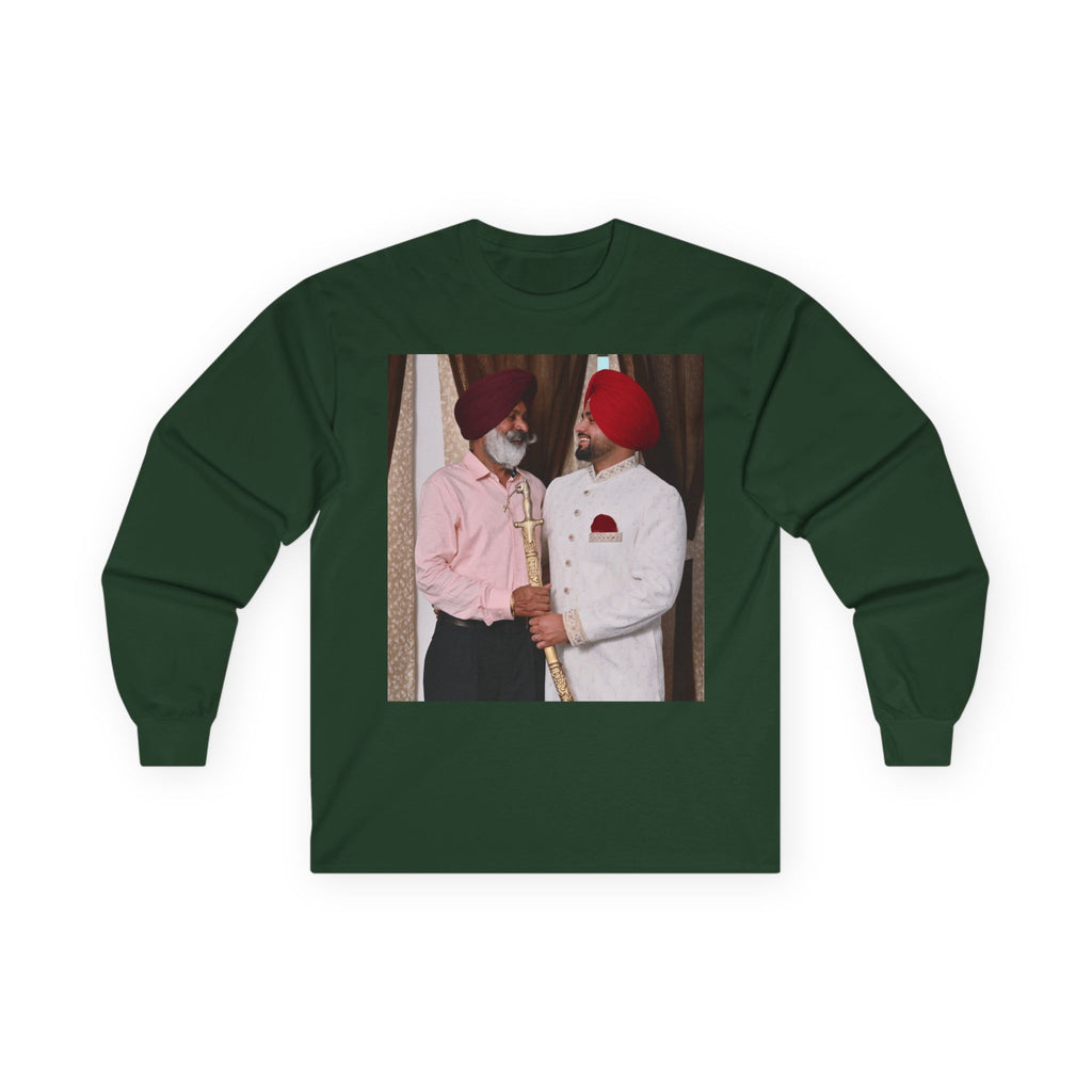Dhaliwal King Long Sleeve Tee — Punjabi Sherwani Photo & Gold Crest