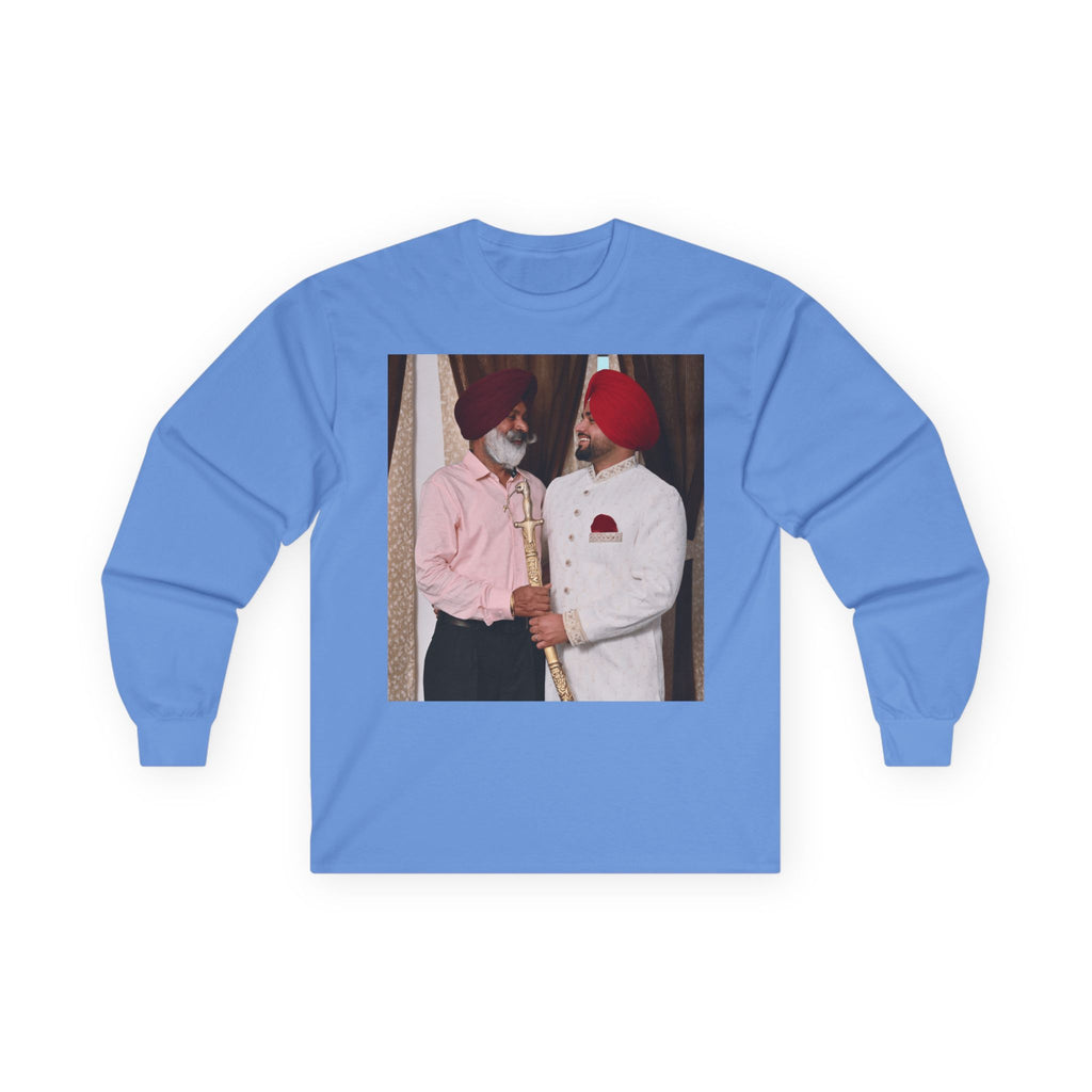 Dhaliwal King Long Sleeve Tee — Punjabi Sherwani Photo & Gold Crest