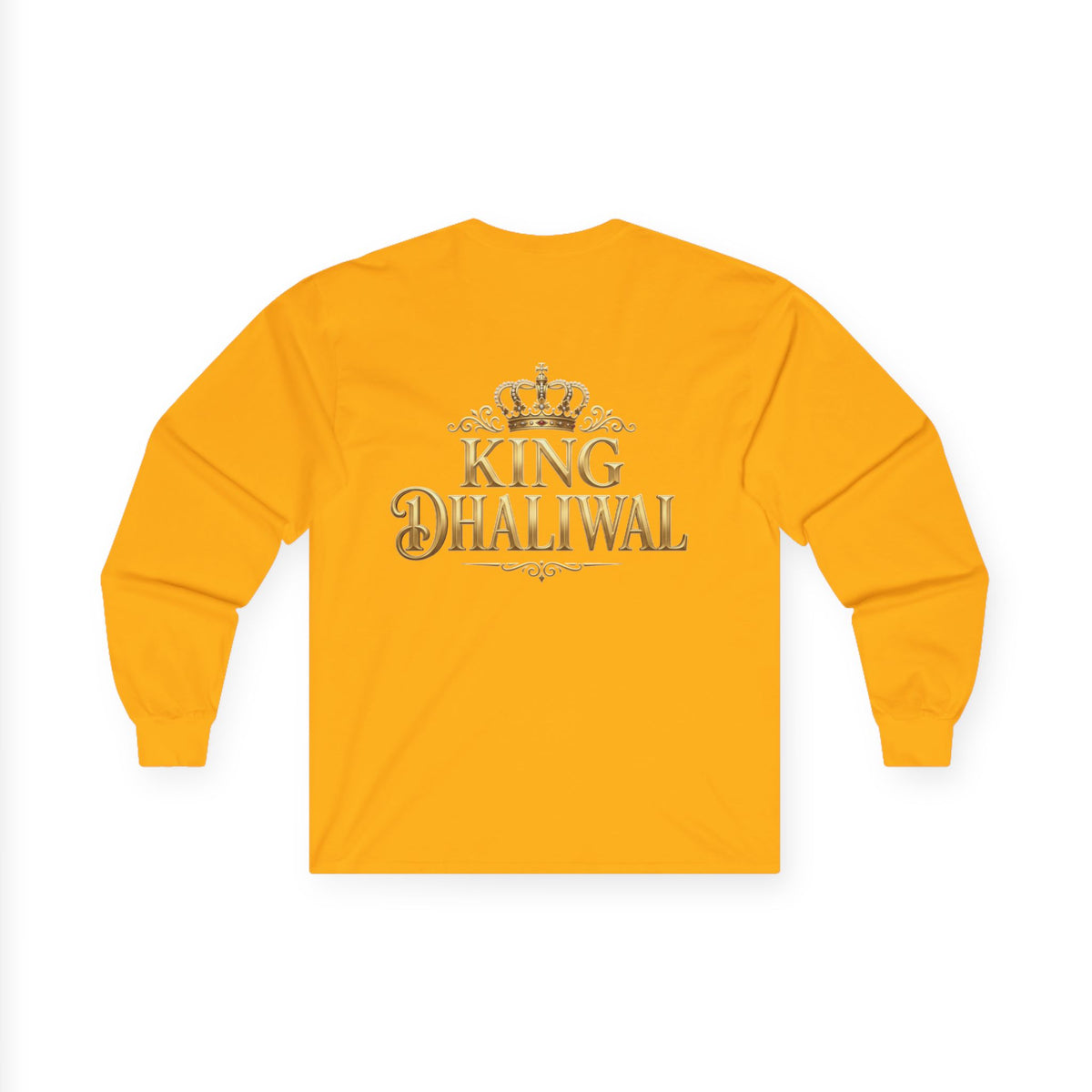 Dhaliwal King Long Sleeve Tee — Punjabi Sherwani Photo & Gold Crest