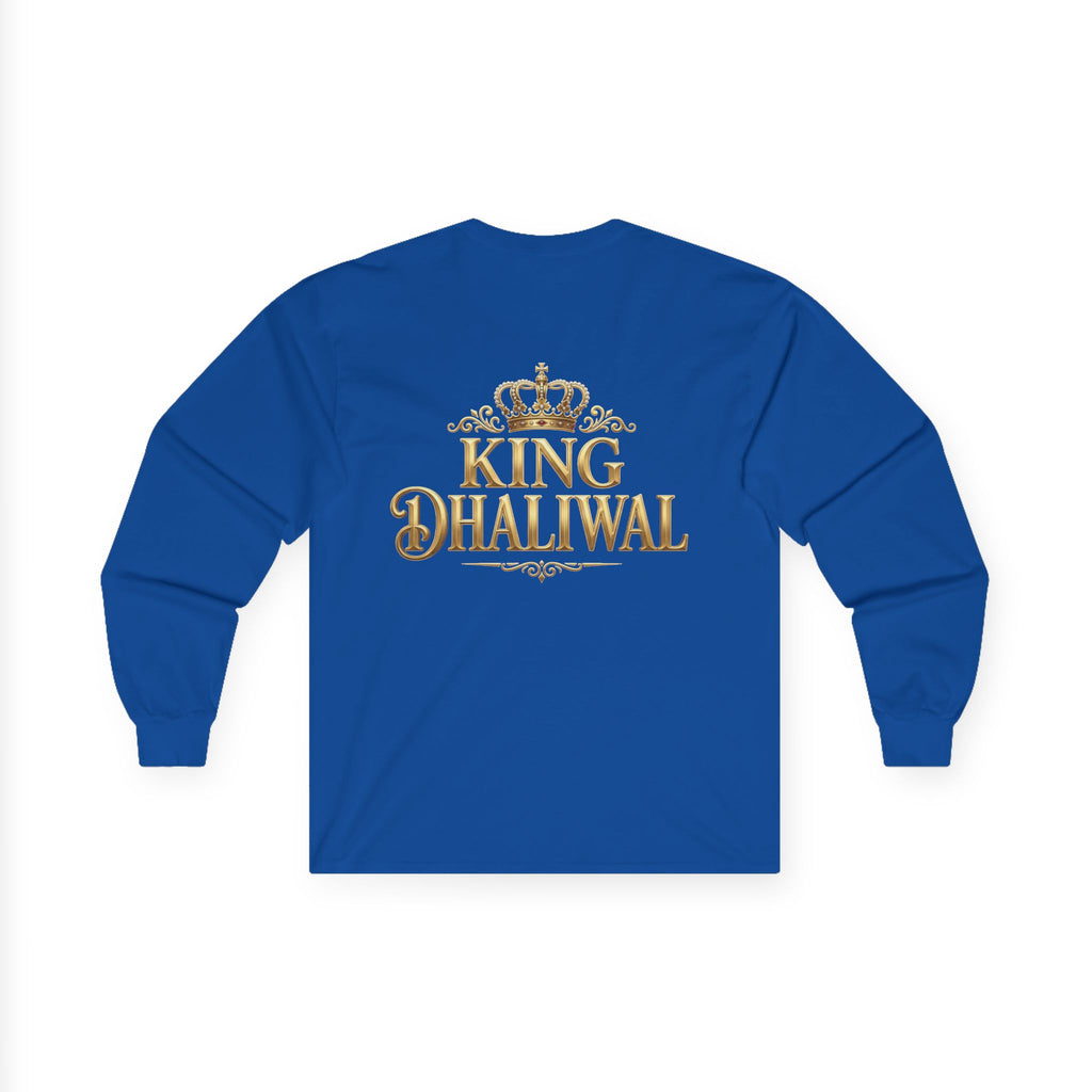 Dhaliwal King Long Sleeve Tee — Punjabi Sherwani Photo & Gold Crest