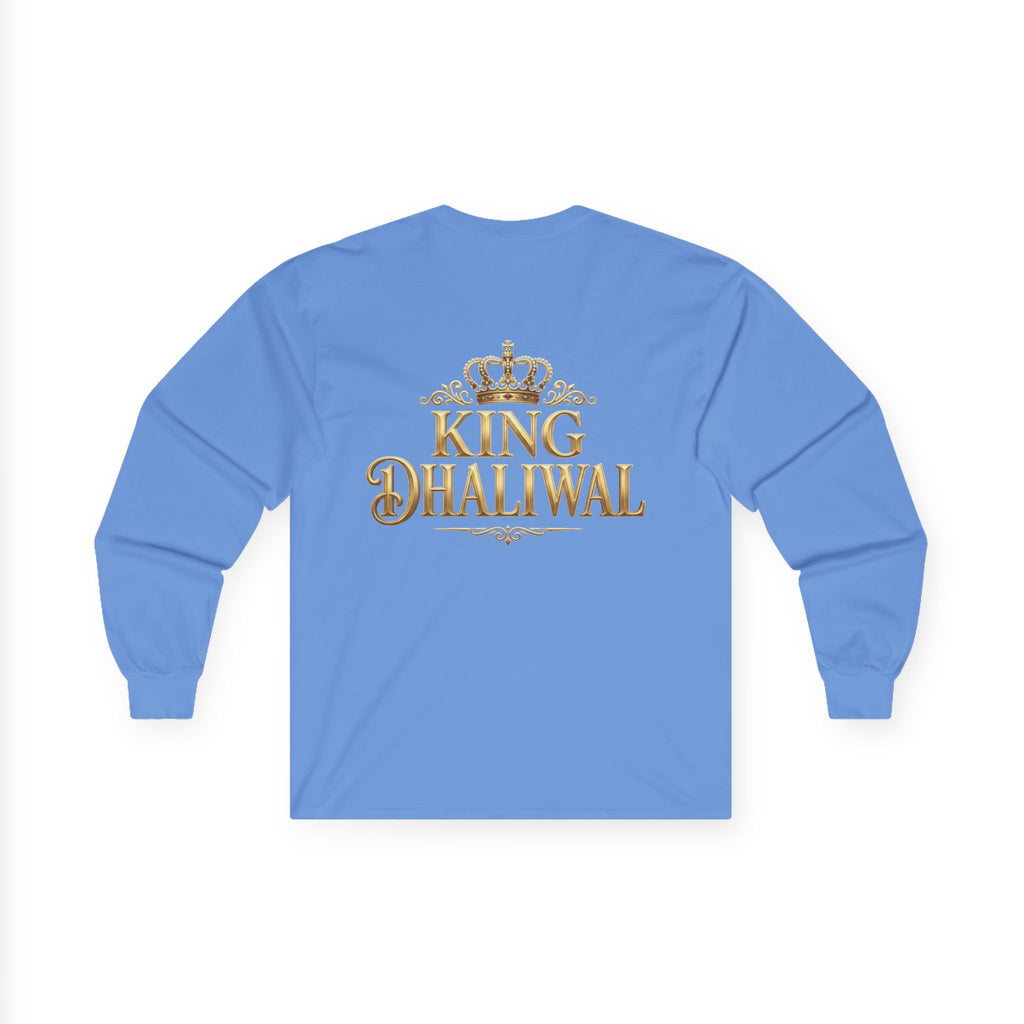 Dhaliwal King Long Sleeve Tee — Punjabi Sherwani Photo & Gold Crest