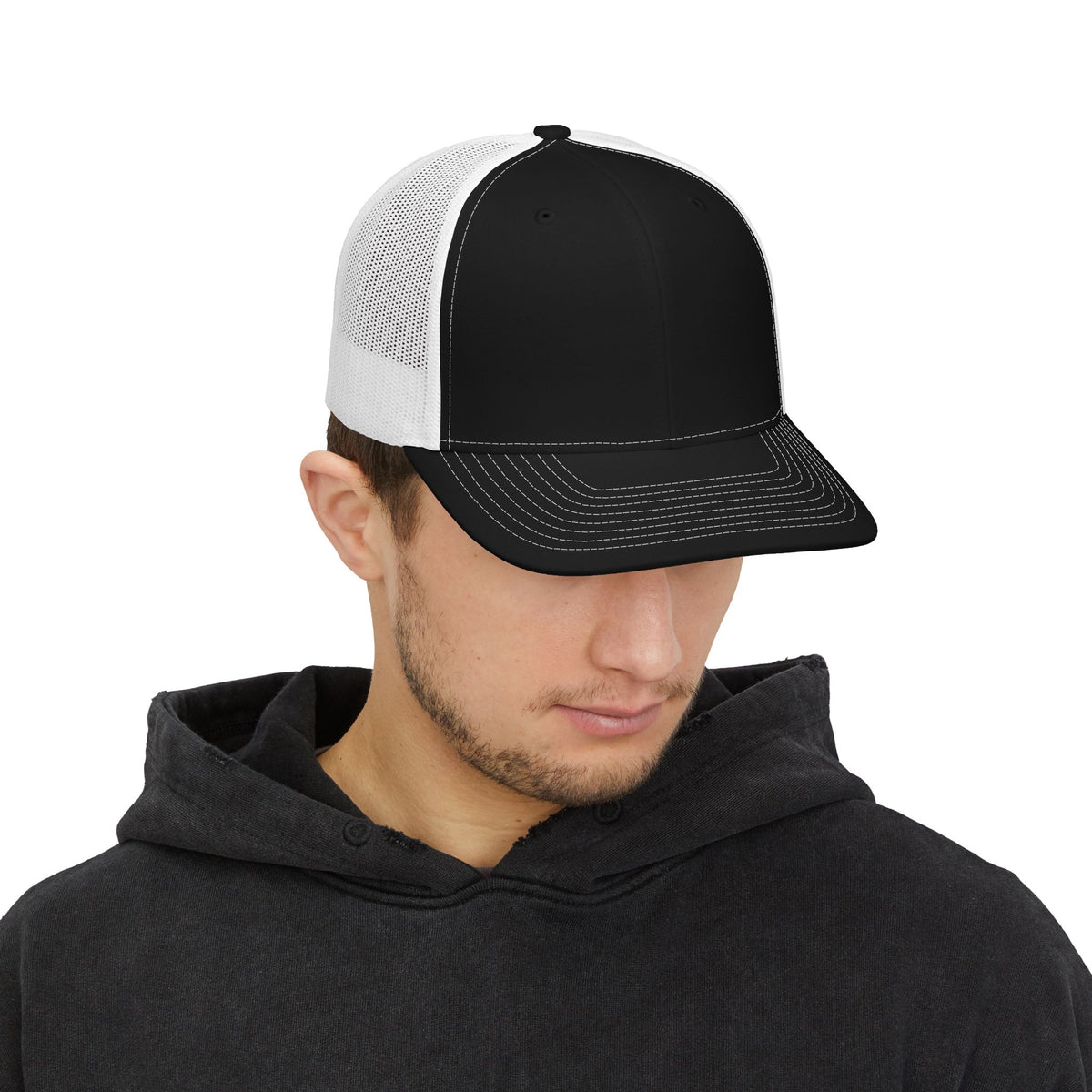 Classic Two-Tone Trucker Cap — Mesh Snapback Hat