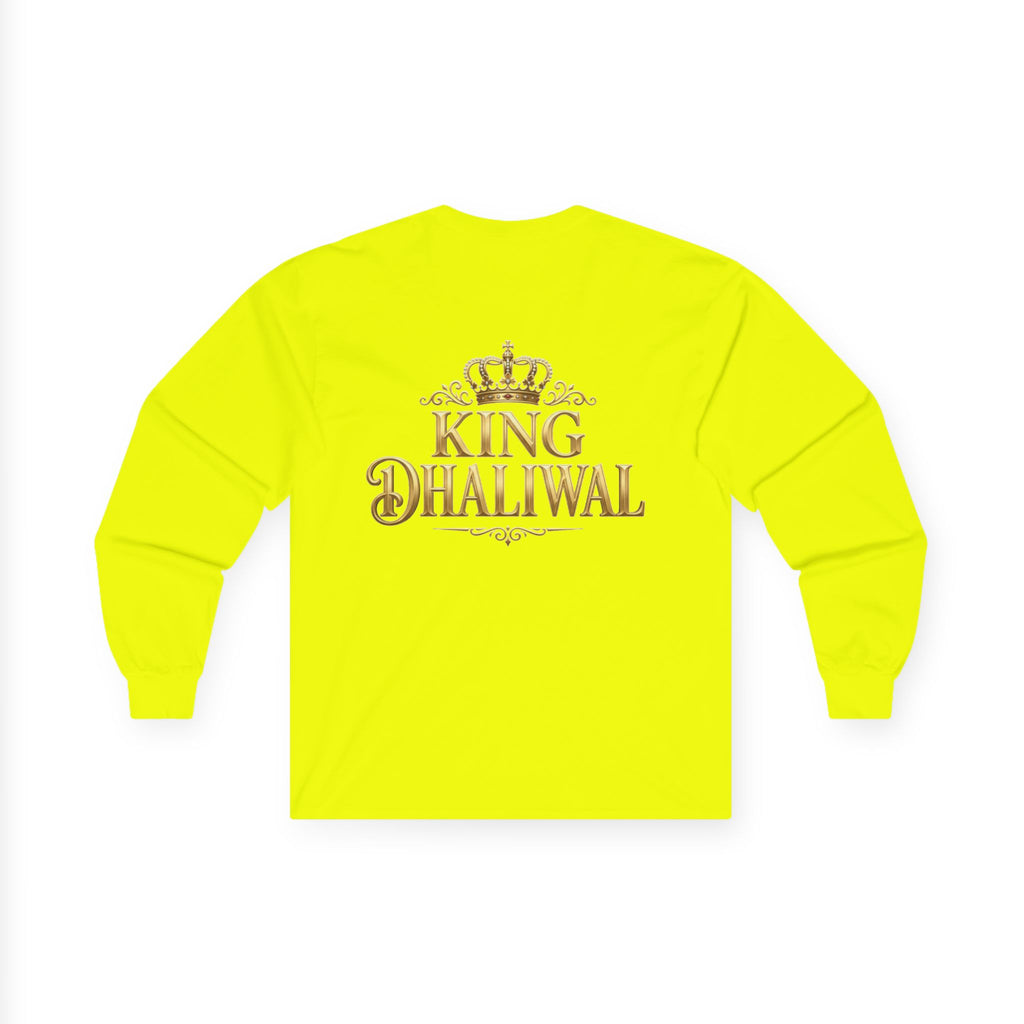 Dhaliwal King Long Sleeve Tee — Punjabi Sherwani Photo & Gold Crest