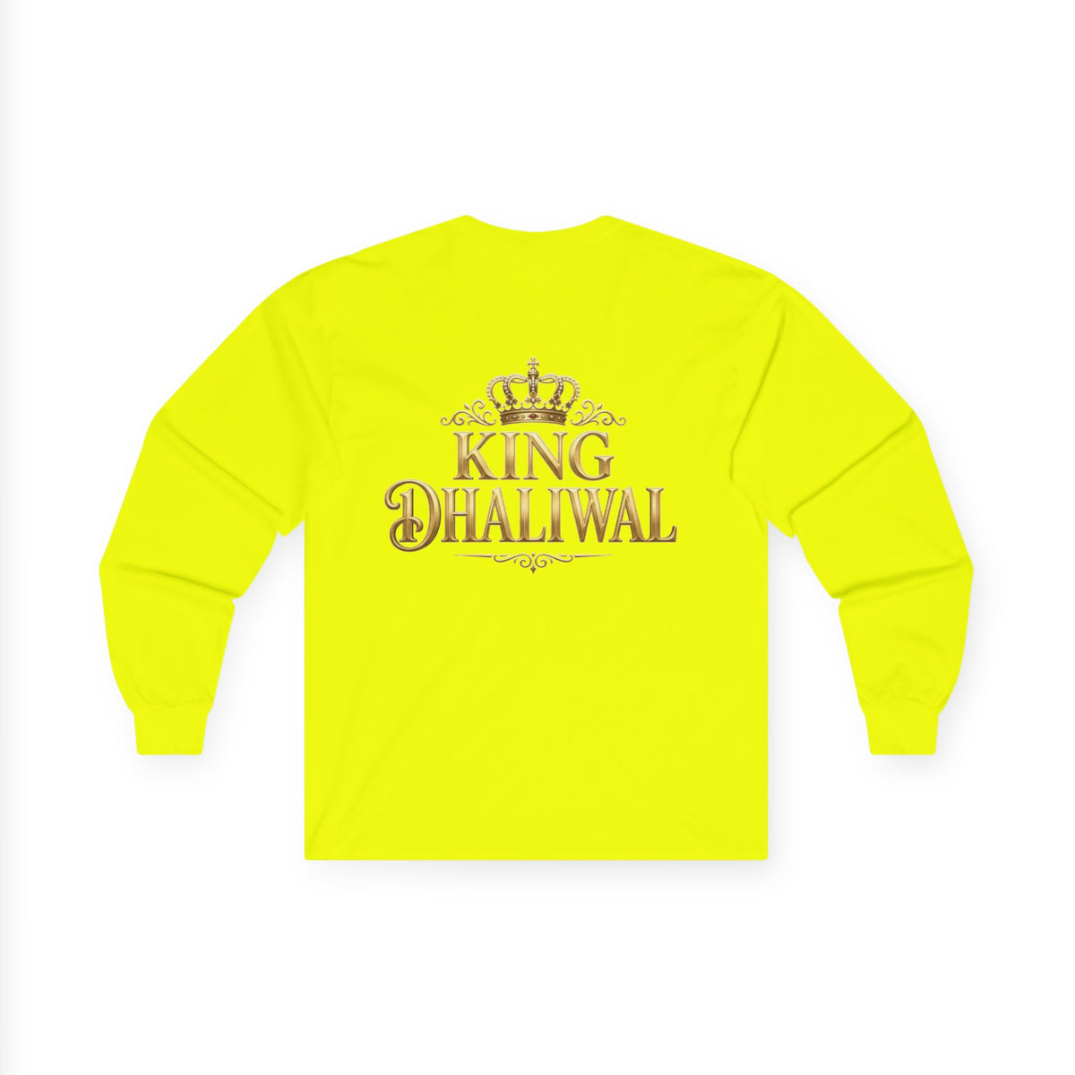 Dhaliwal King Long Sleeve Tee — Punjabi Sherwani Photo & Gold Crest