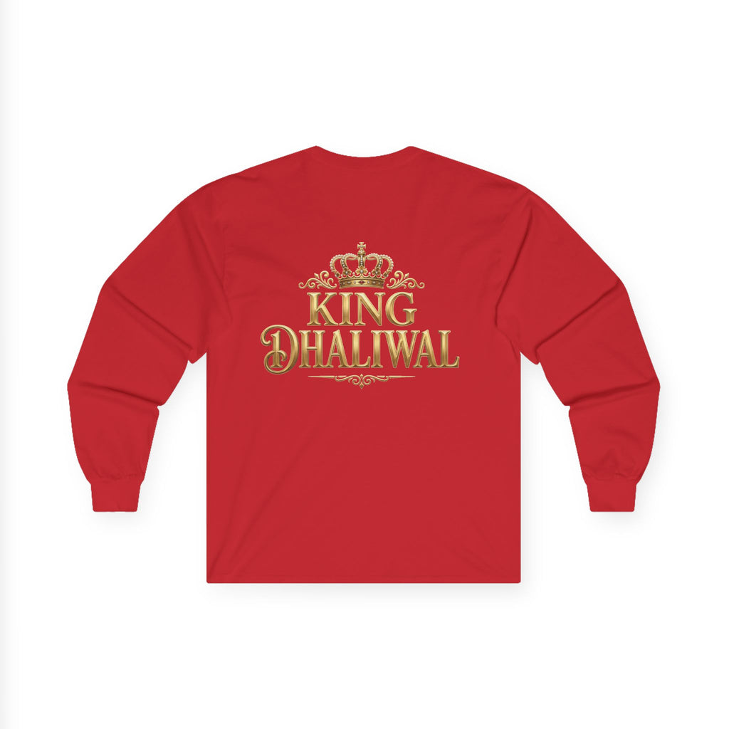 Dhaliwal King Long Sleeve Tee — Punjabi Sherwani Photo & Gold Crest