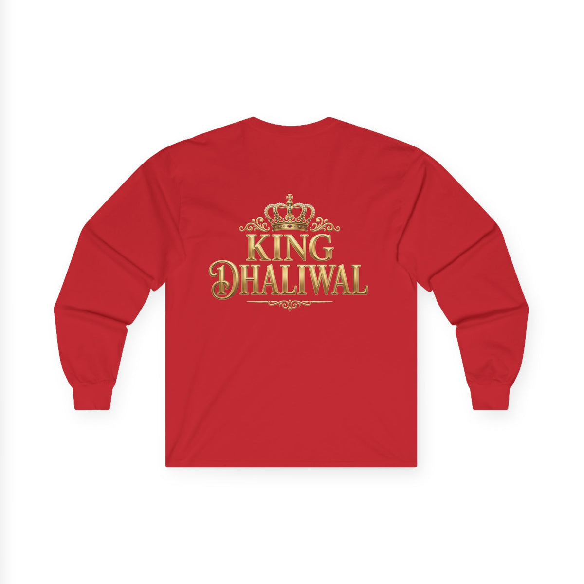 Dhaliwal King Long Sleeve Tee — Punjabi Sherwani Photo & Gold Crest
