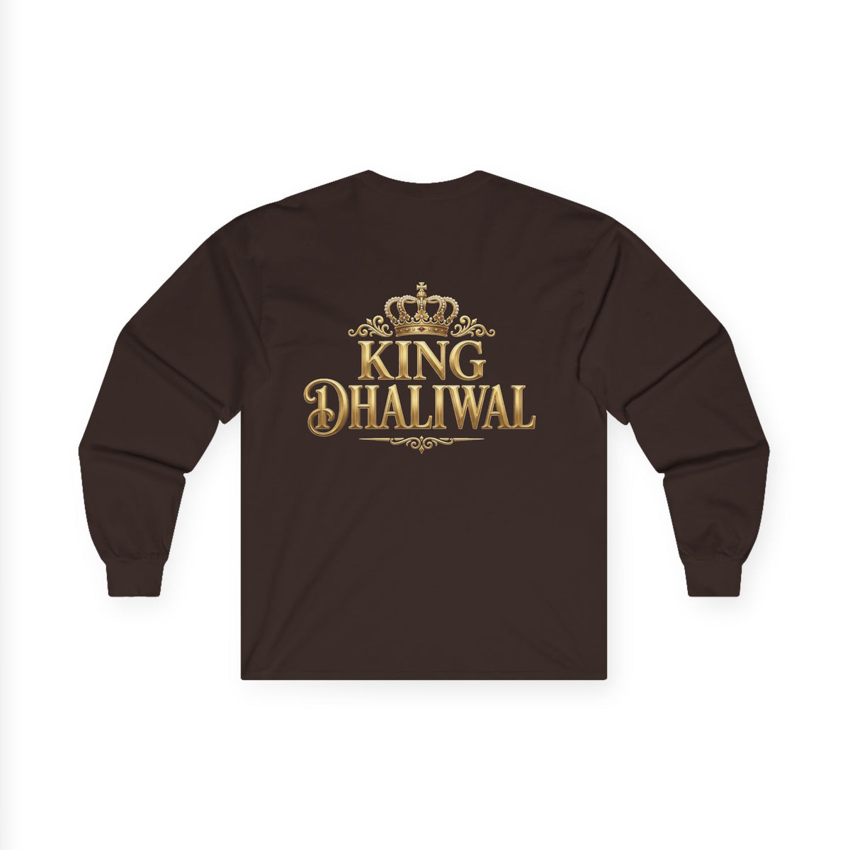 Dhaliwal King Long Sleeve Tee — Punjabi Sherwani Photo & Gold Crest