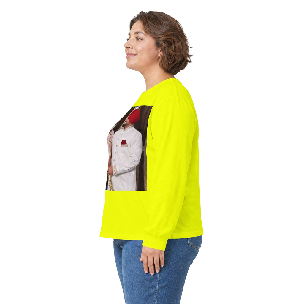 Dhaliwal King Long Sleeve Tee — Punjabi Sherwani Photo & Gold Crest