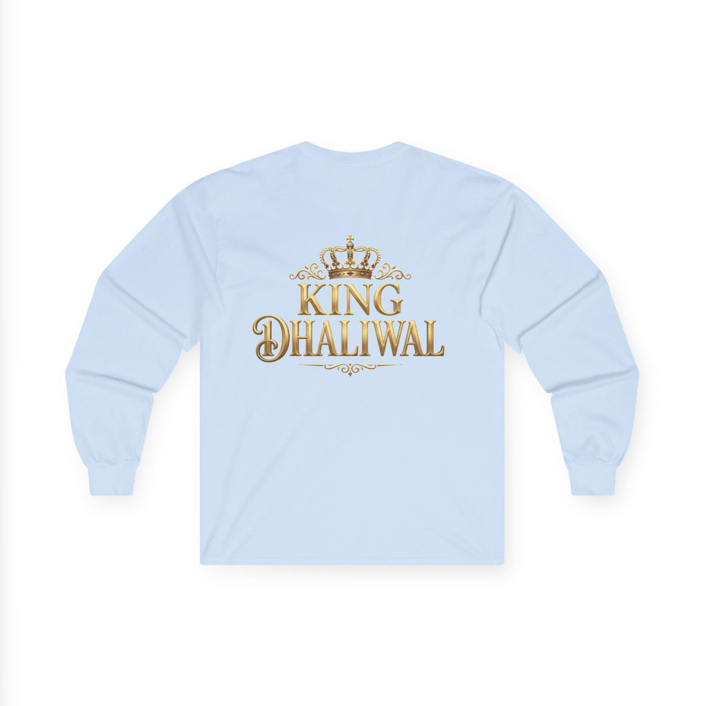 Dhaliwal King Long Sleeve Tee — Punjabi Sherwani Photo & Gold Crest