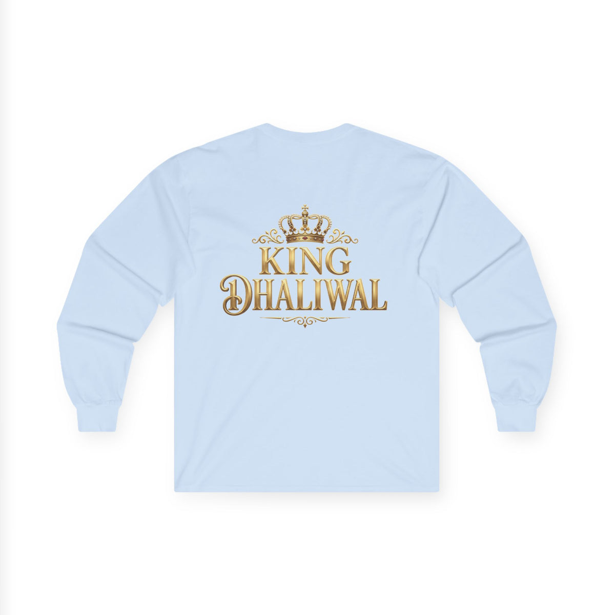 Dhaliwal King Long Sleeve Tee — Punjabi Sherwani Photo & Gold Crest