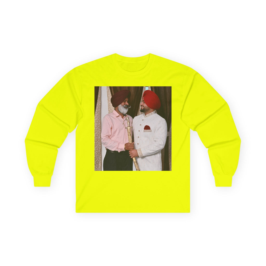 Dhaliwal King Long Sleeve Tee — Punjabi Sherwani Photo & Gold Crest