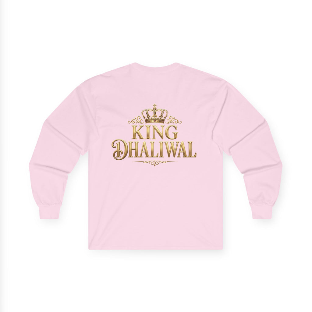 Dhaliwal King Long Sleeve Tee — Punjabi Sherwani Photo & Gold Crest
