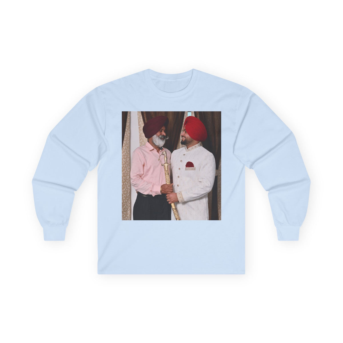 Dhaliwal King Long Sleeve Tee — Punjabi Sherwani Photo & Gold Crest