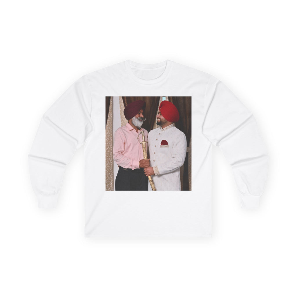 Dhaliwal King Long Sleeve Tee — Punjabi Sherwani Photo & Gold Crest
