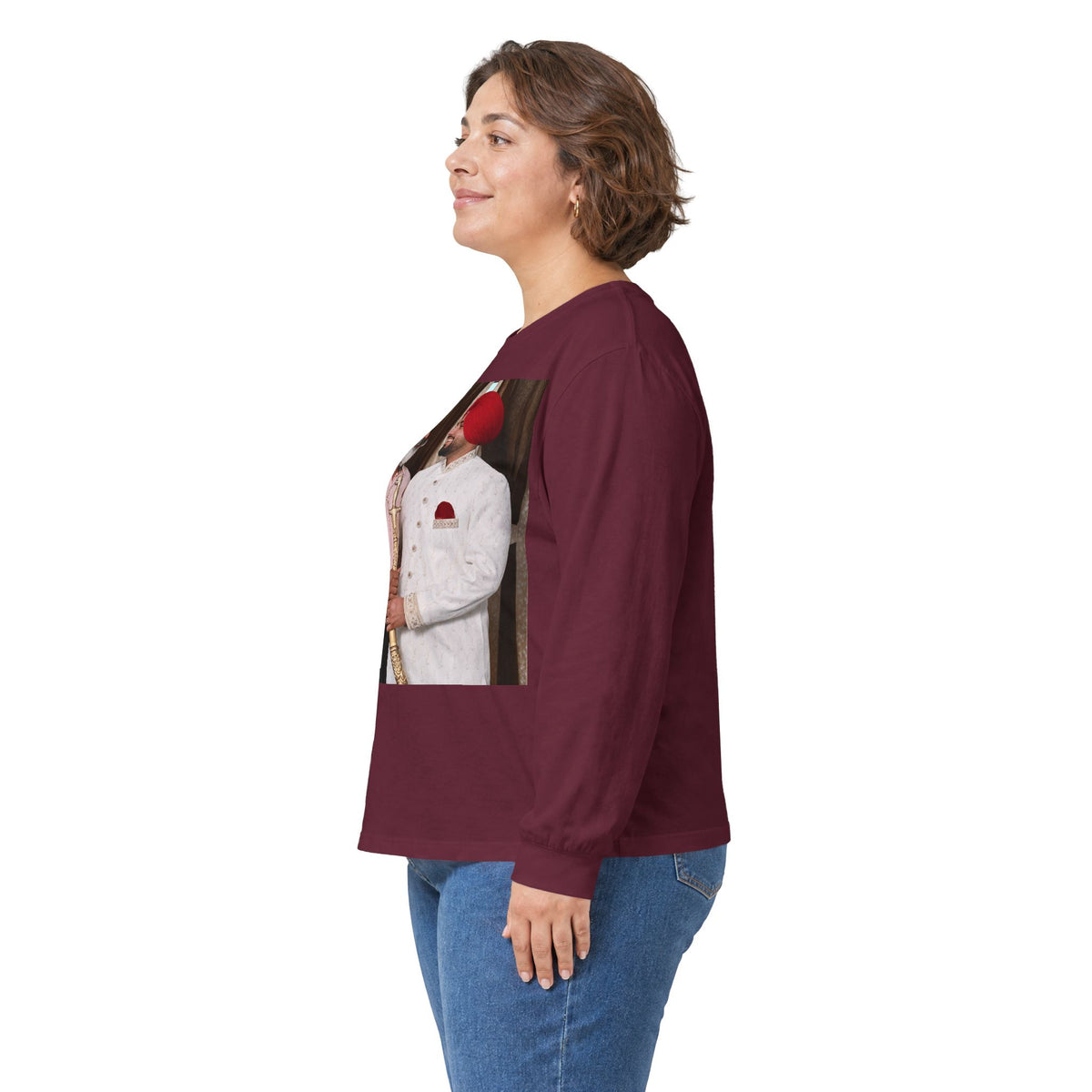 Dhaliwal King Long Sleeve Tee — Punjabi Sherwani Photo & Gold Crest