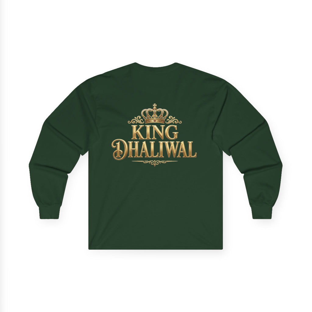 Dhaliwal King Long Sleeve Tee — Punjabi Sherwani Photo & Gold Crest