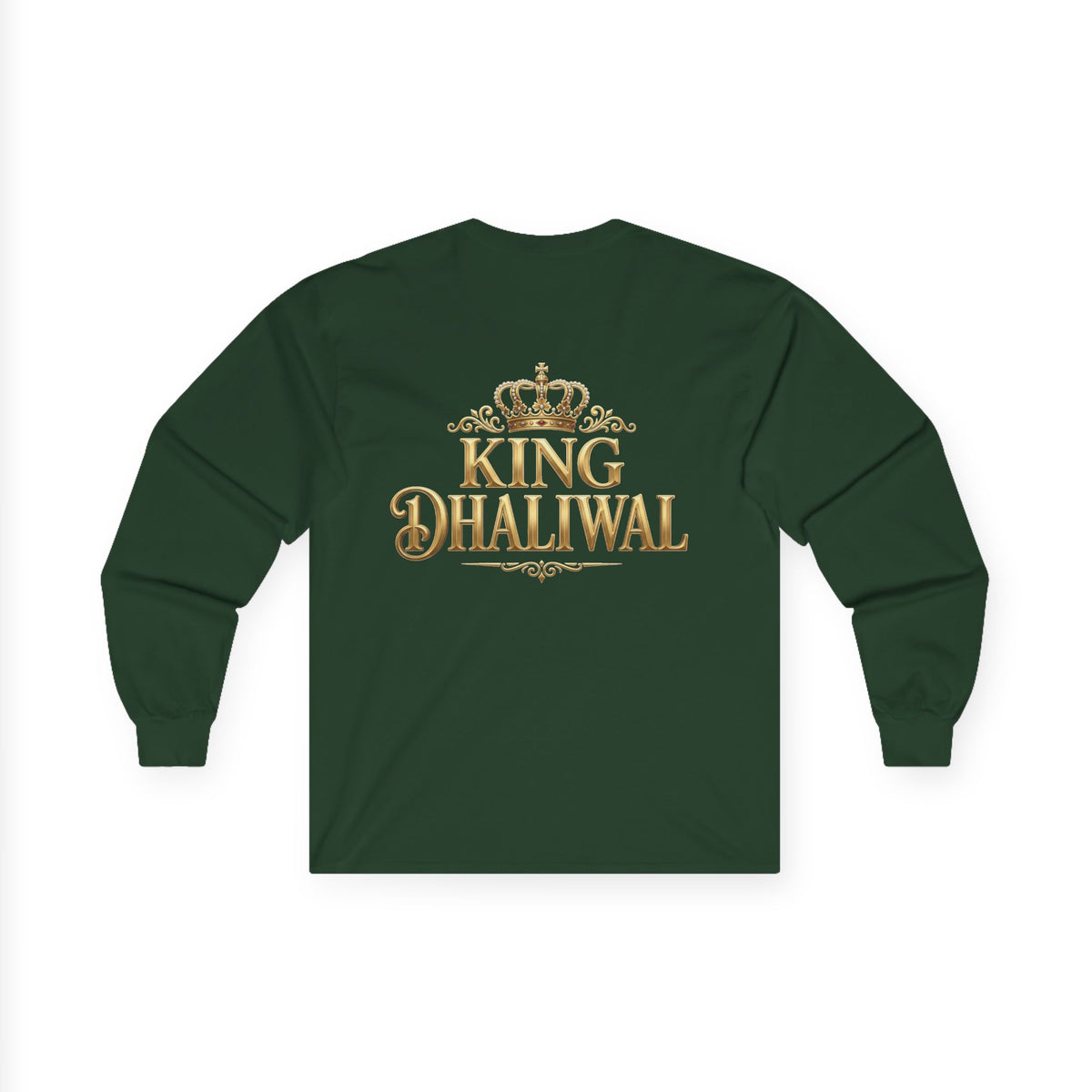 Dhaliwal King Long Sleeve Tee — Punjabi Sherwani Photo & Gold Crest