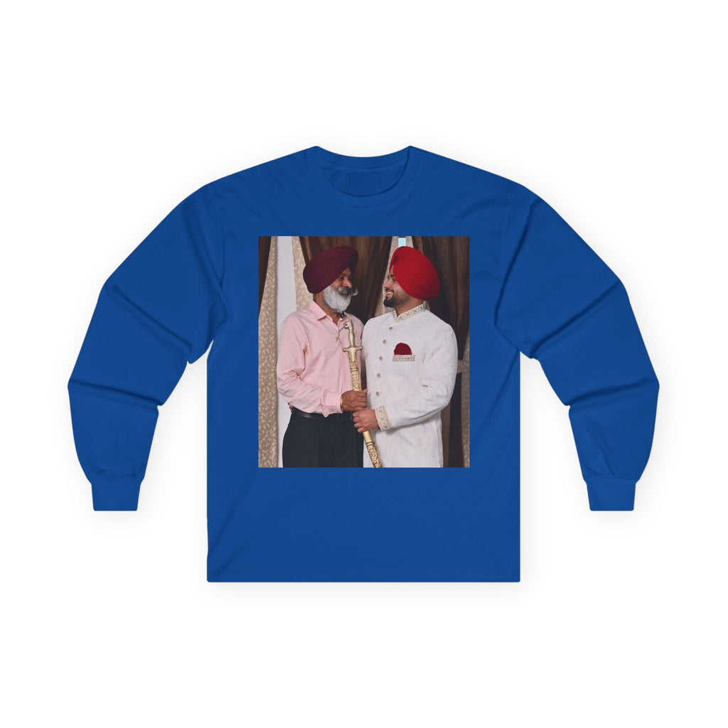 Dhaliwal King Long Sleeve Tee — Punjabi Sherwani Photo & Gold Crest
