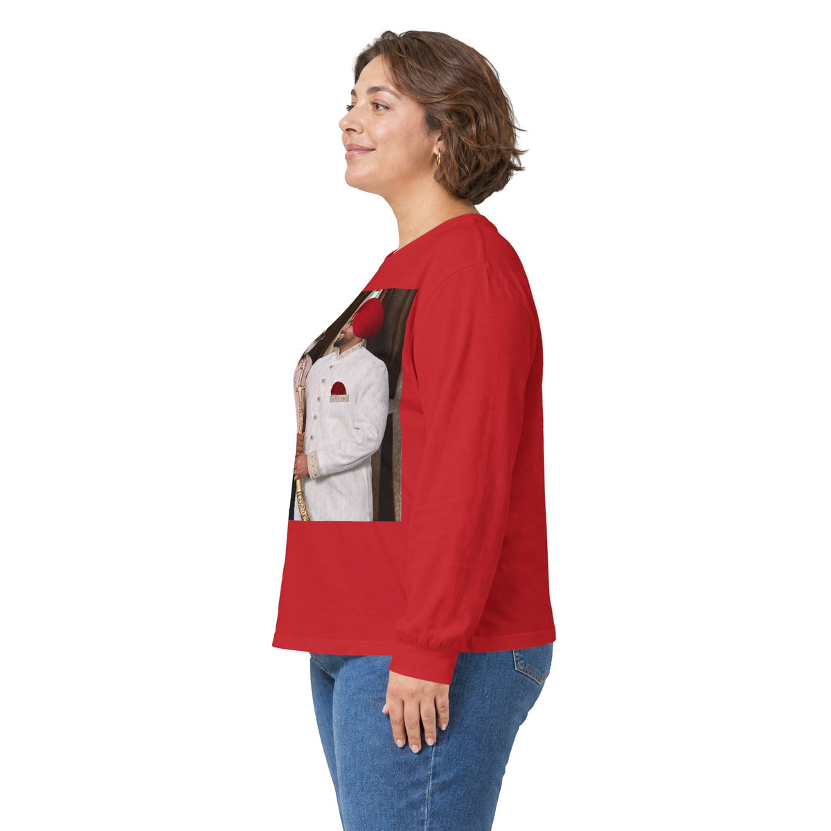 Dhaliwal King Long Sleeve Tee — Punjabi Sherwani Photo & Gold Crest