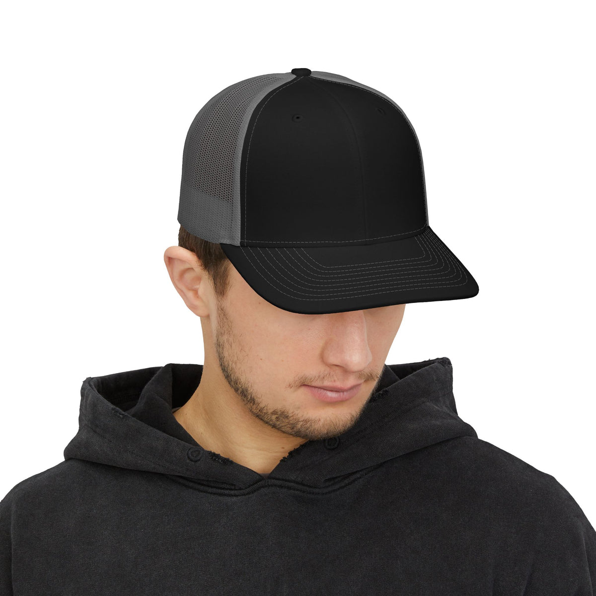 Classic Two-Tone Trucker Cap — Mesh Snapback Hat