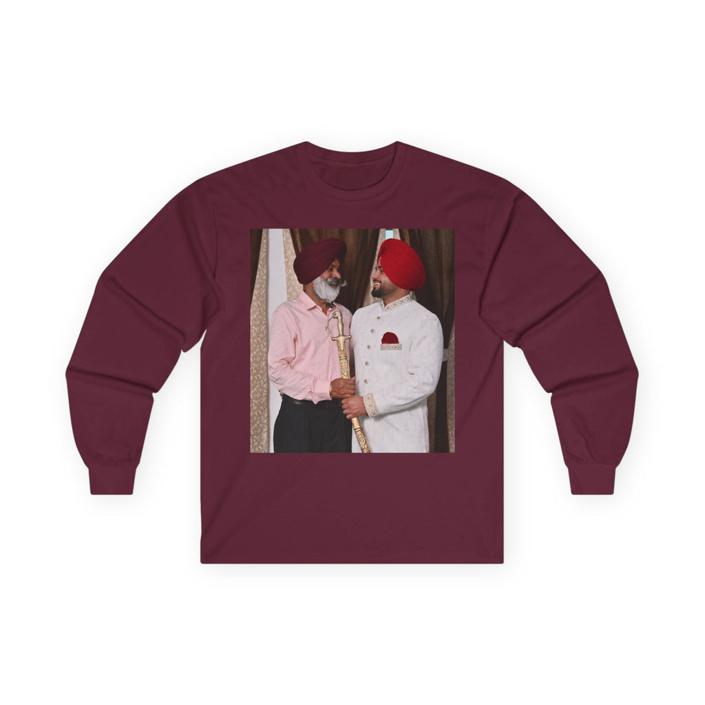 Dhaliwal King Long Sleeve Tee — Punjabi Sherwani Photo & Gold Crest