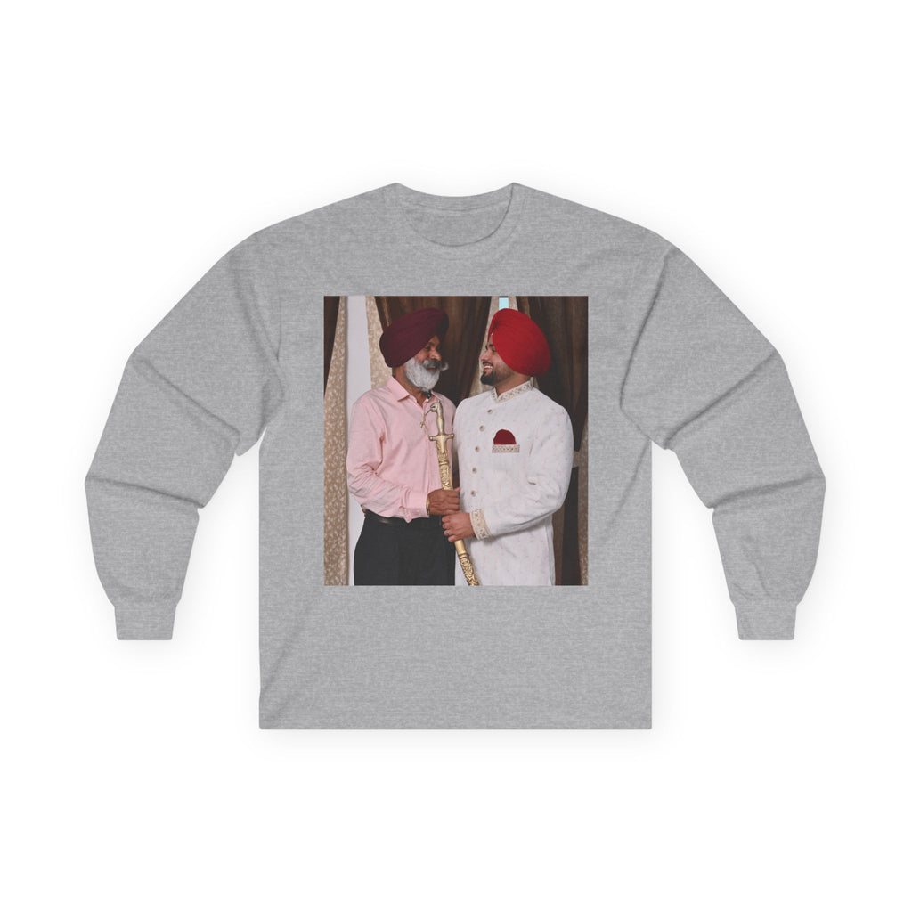 Dhaliwal King Long Sleeve Tee — Punjabi Sherwani Photo & Gold Crest