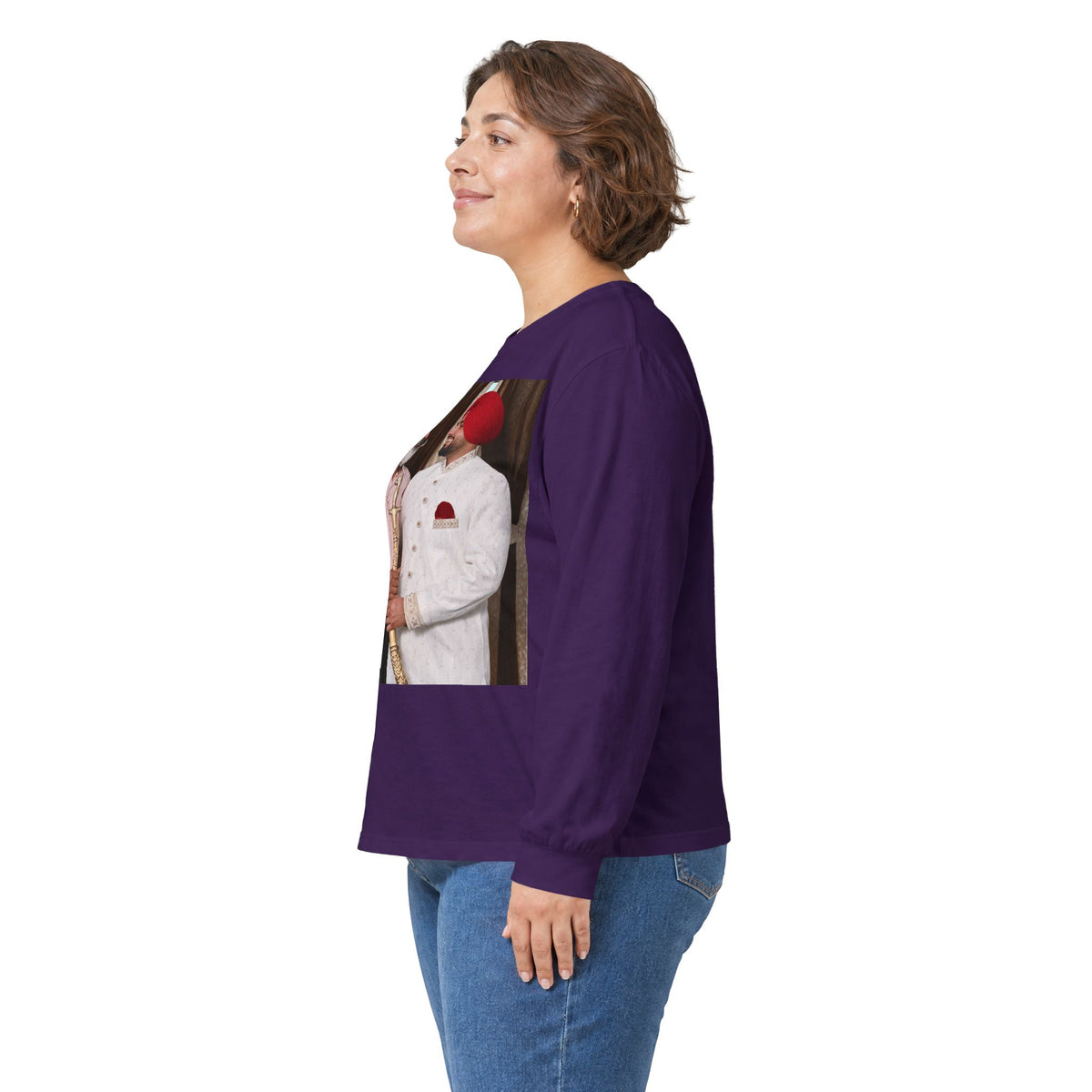 Dhaliwal King Long Sleeve Tee — Punjabi Sherwani Photo & Gold Crest
