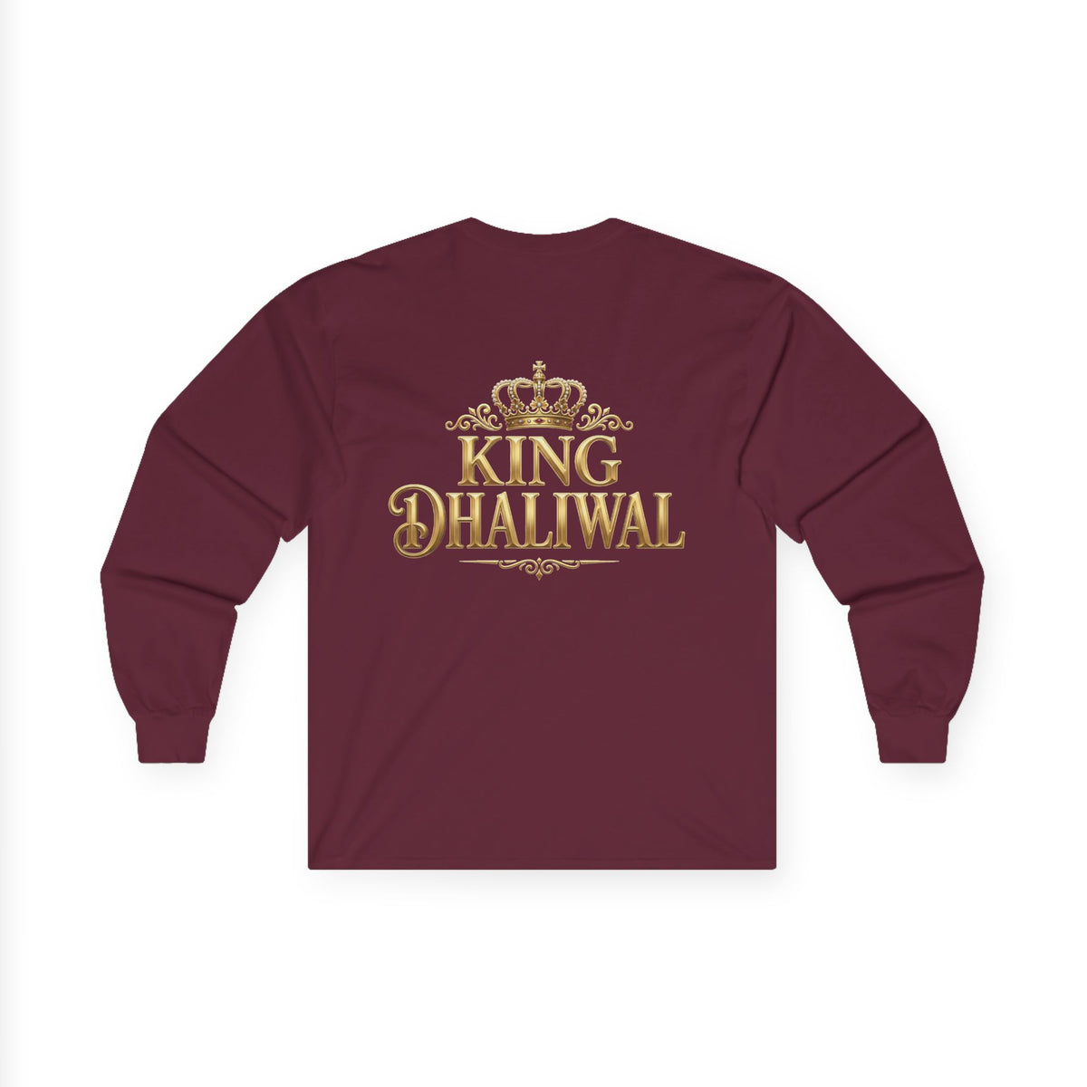 Dhaliwal King Long Sleeve Tee — Punjabi Sherwani Photo & Gold Crest