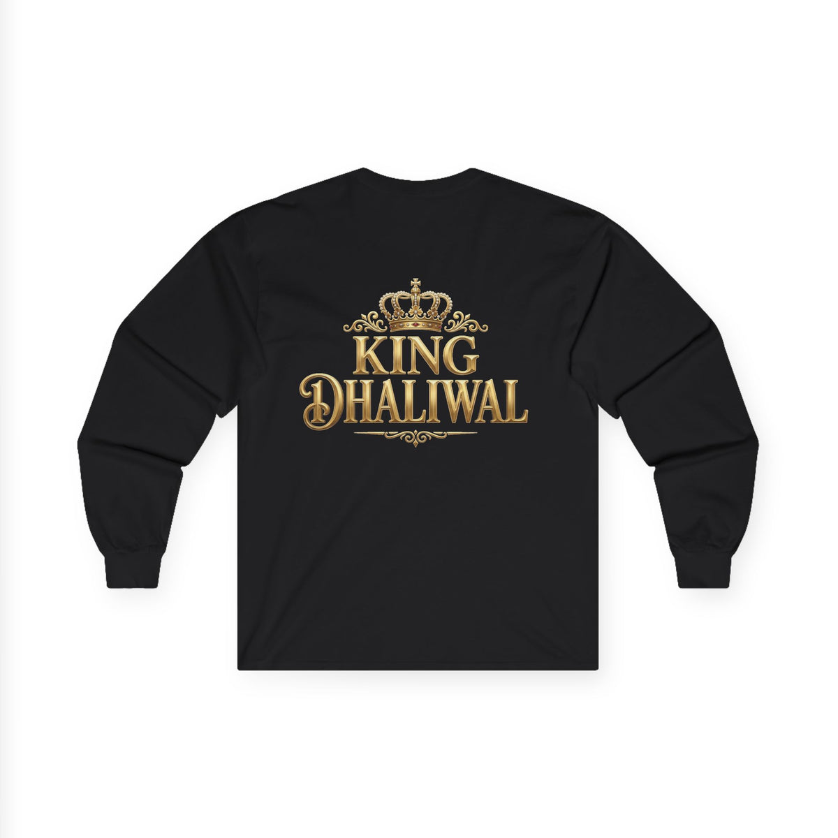 Dhaliwal King Long Sleeve Tee — Punjabi Sherwani Photo & Gold Crest