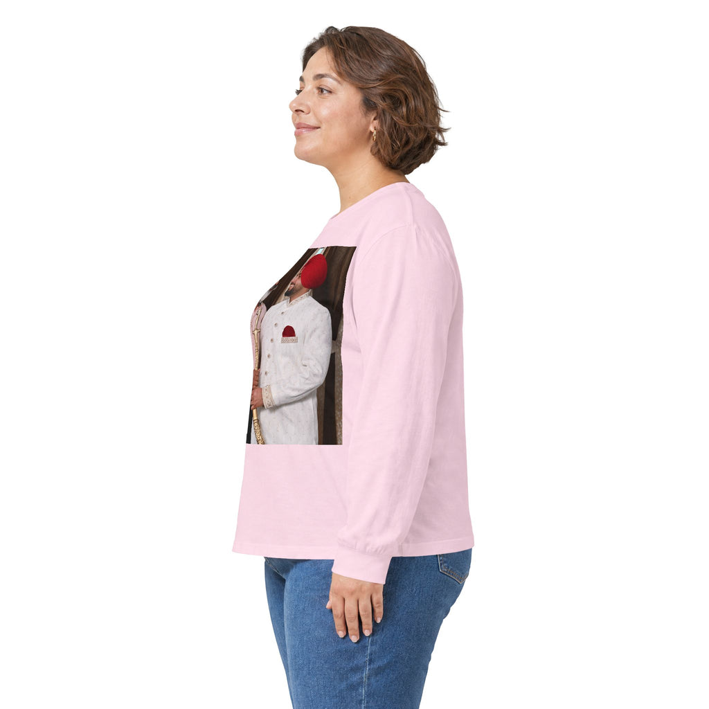 Dhaliwal King Long Sleeve Tee — Punjabi Sherwani Photo & Gold Crest