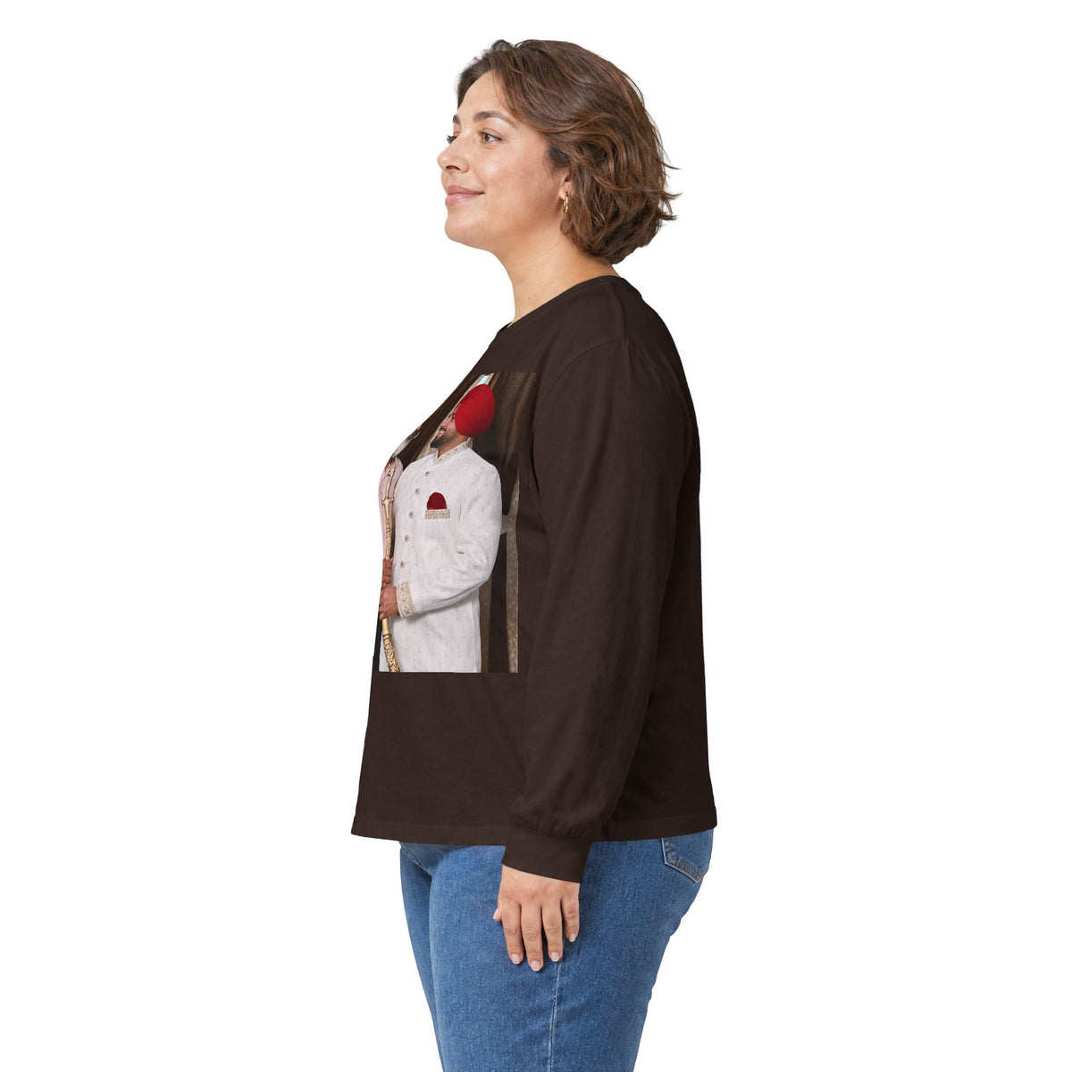 Dhaliwal King Long Sleeve Tee — Punjabi Sherwani Photo & Gold Crest