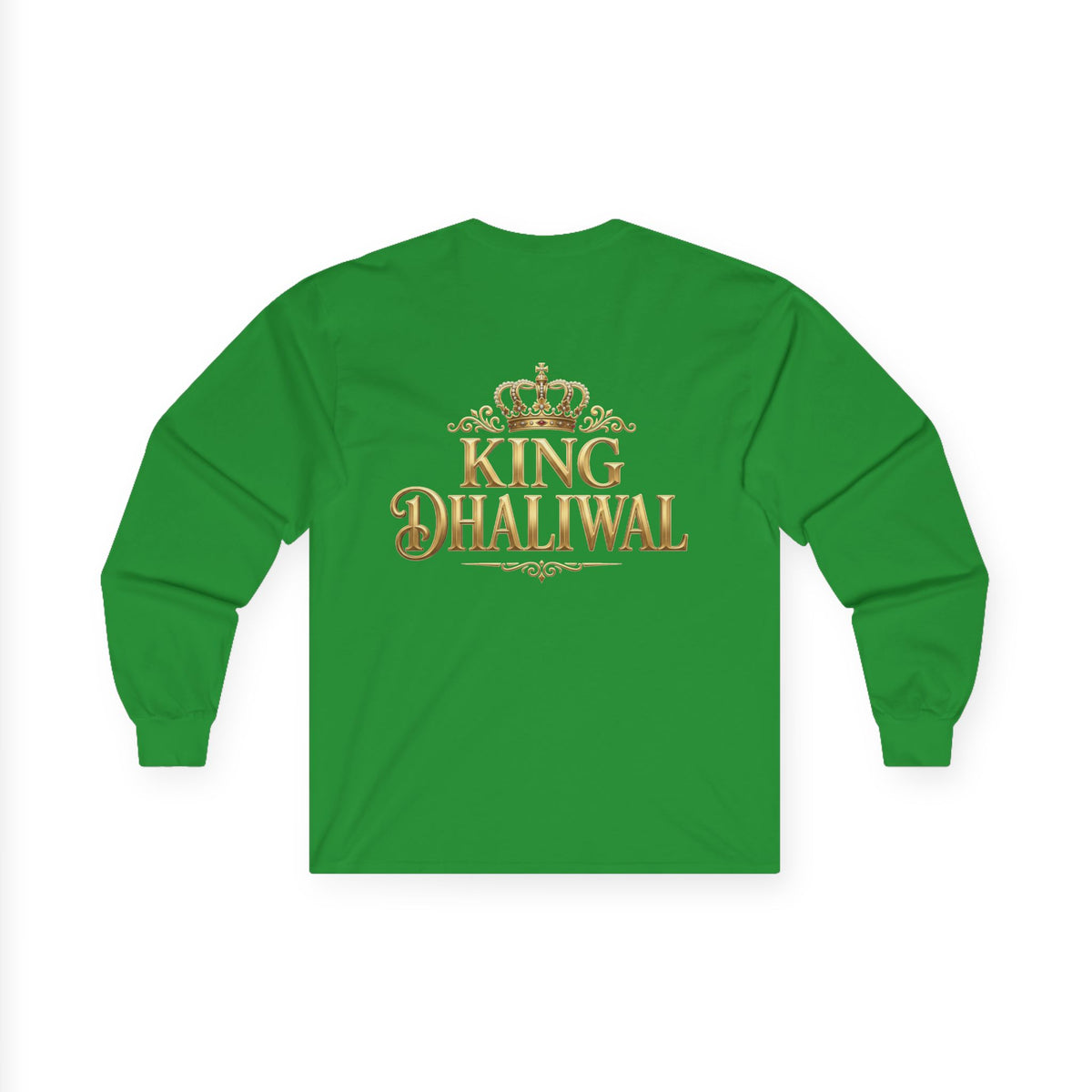 Dhaliwal King Long Sleeve Tee — Punjabi Sherwani Photo & Gold Crest