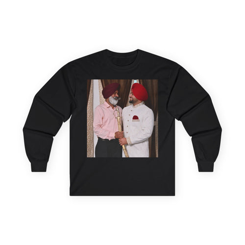 Dhaliwal King Long Sleeve Tee — Punjabi Sherwani Photo & Gold Crest