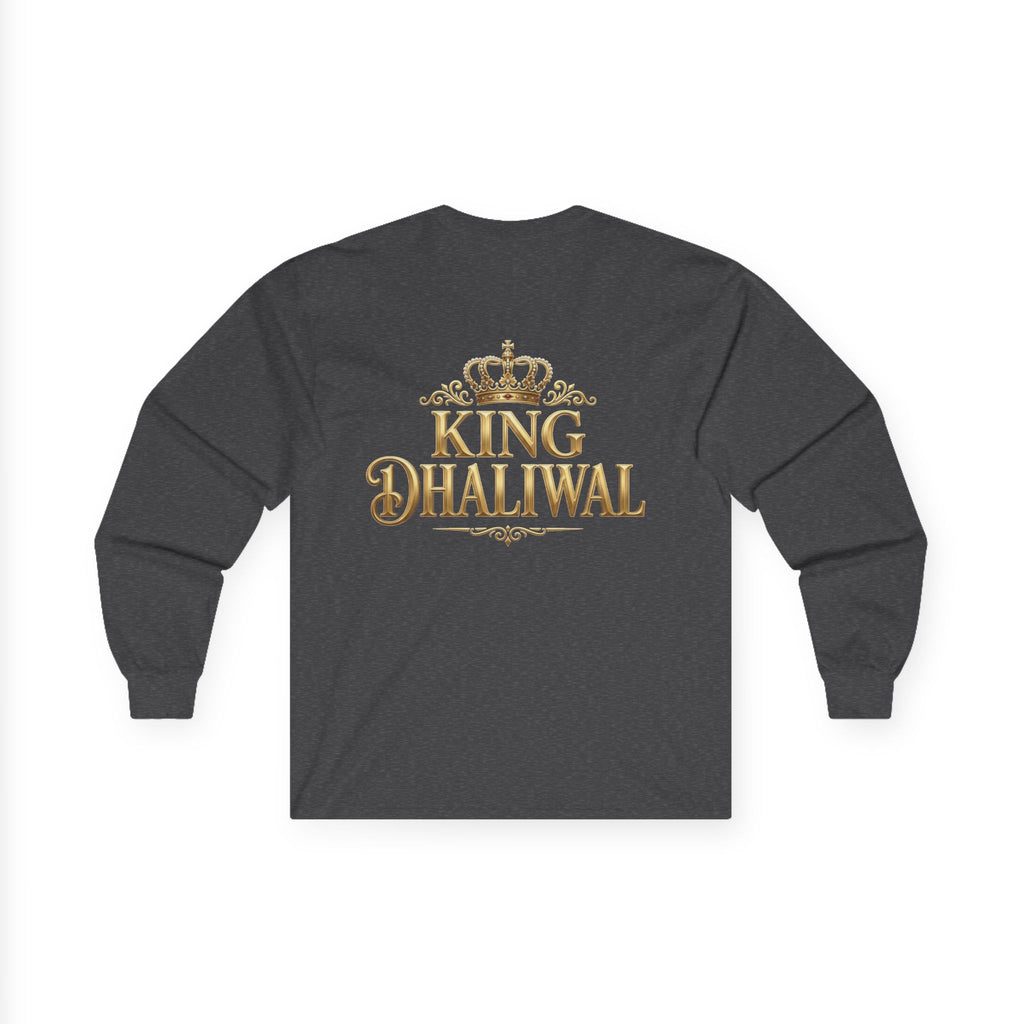 Dhaliwal King Long Sleeve Tee — Punjabi Sherwani Photo & Gold Crest