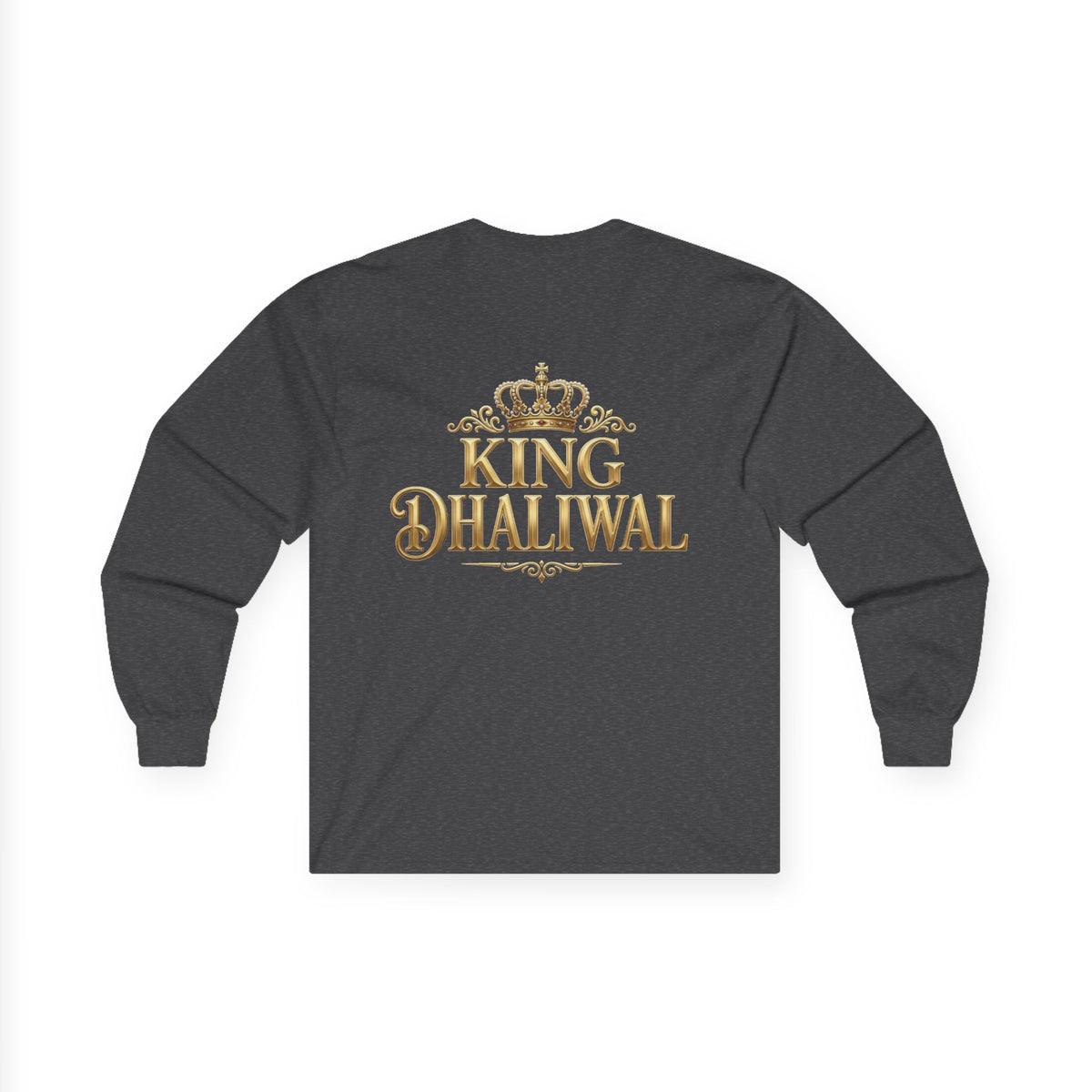 Dhaliwal King Long Sleeve Tee — Punjabi Sherwani Photo & Gold Crest